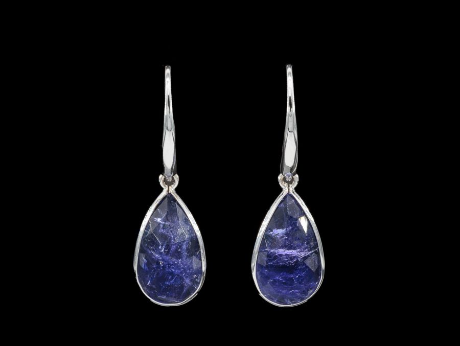 Orecchini A Perno In Oro Bianco 9ct Con Zirconi E Tanzanite – 4mm, Fatti A Mano UK, Confezione Regalo