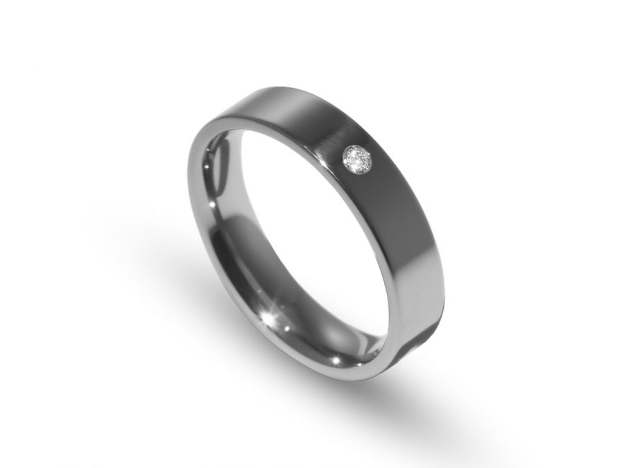 Fede Nuziale Anello Di Fidanzamento Per Uomo E Donna In Titanio Nero - Foto 4